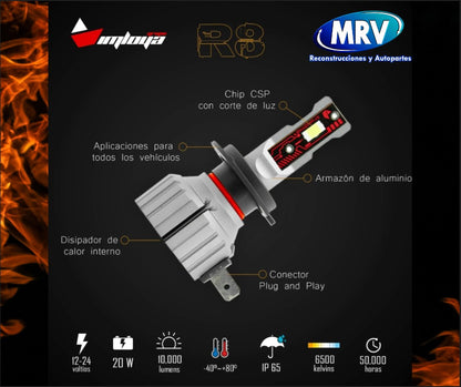 FOCO LED H13 CONECTOR EN CUERPO 12-24V