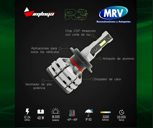 FOCO LED H11 TRICOLOR 12-24V