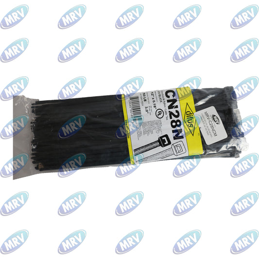 CINCHO NYLON 28 CM NEGRO PAQUETE DE 100